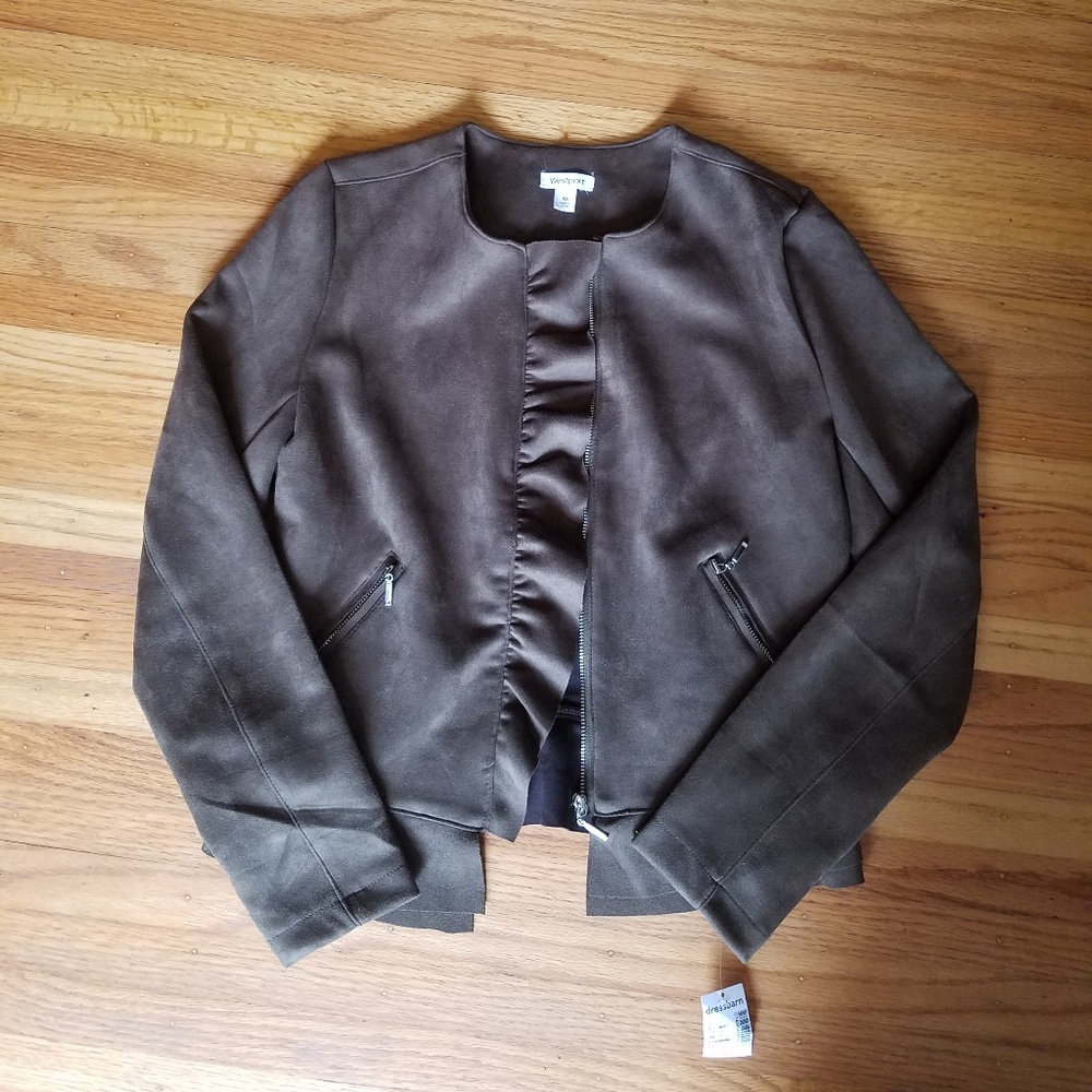 Olive Womens Jacket NWT - Ruffles & Zippers XS - Picture 2 of 3